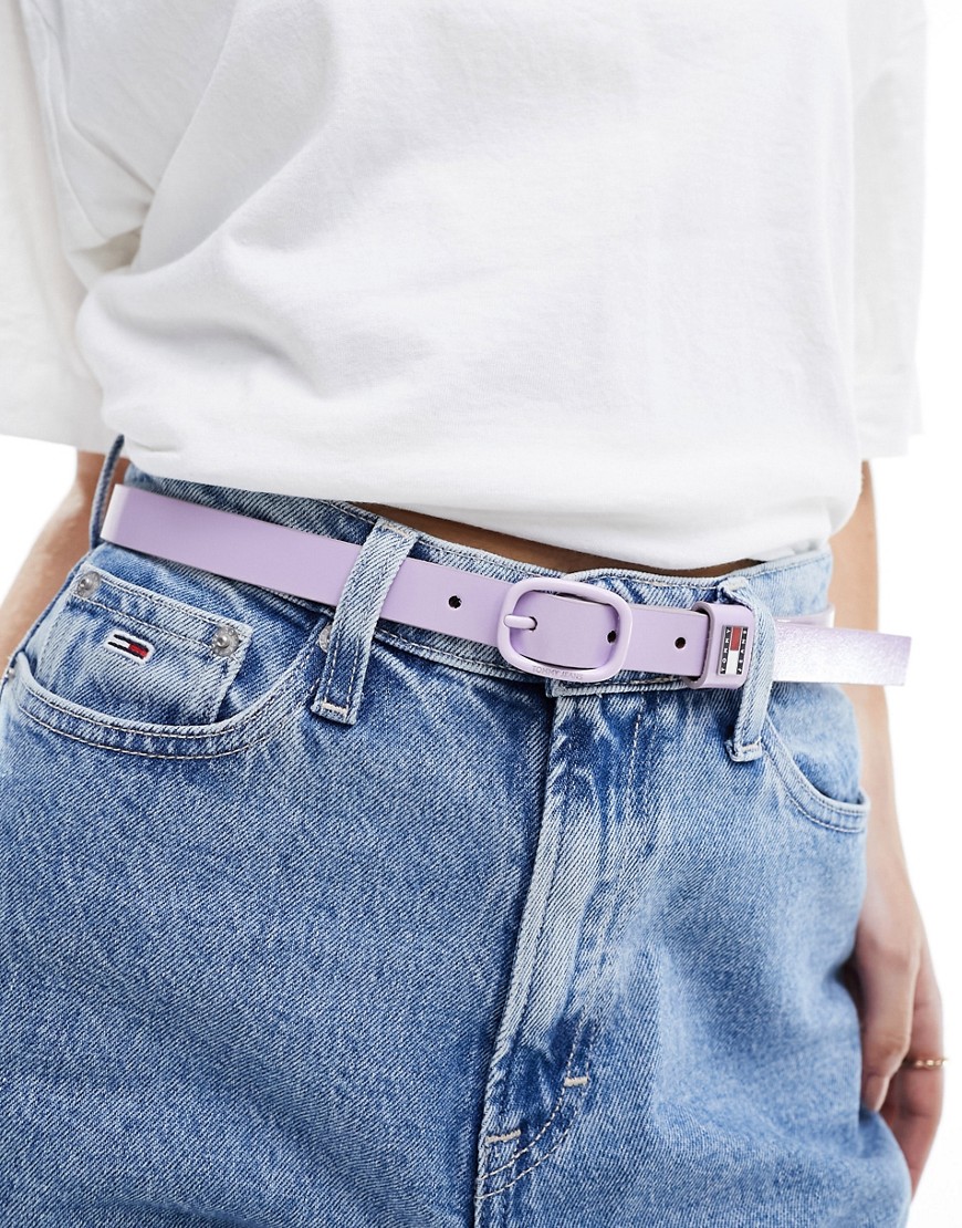 Tommy Jeans oval 2.0 patent belt in lilac-Purple