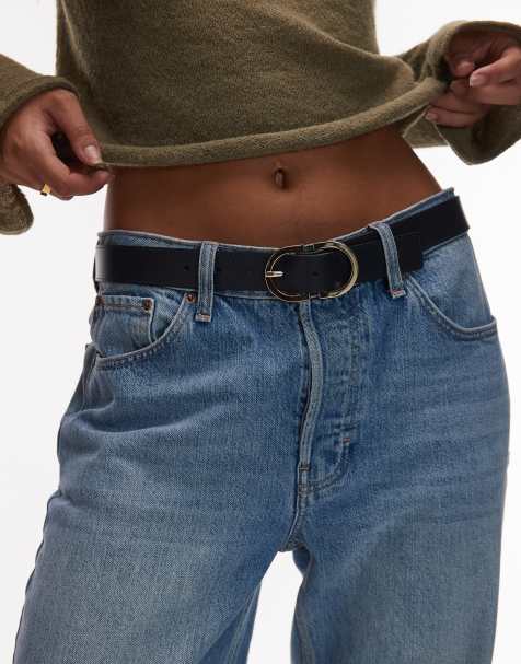 Tommy Jeans oval buckle belt in navy - view 1