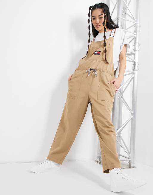 Tommy Jeans overalls in tan | ASOS