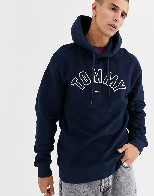 Tommy Jeans overhead hoodie in navy with large chest logo in navy