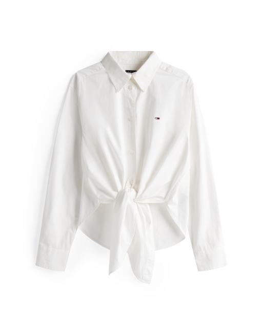 Tommy Jeans - Overhemd met lange mouwen, gestrikte voorkant en logo in wit, 4 van 4