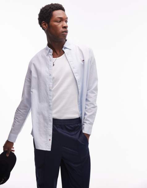 Tommy Jeans - Overhemd van linnenmix met normale pasvorm in blauw - view 1