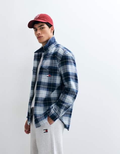 Tommy Jeans overshirt in blue check - view 1