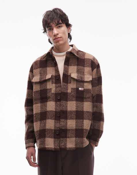 Tommy Jeans overshirt in brown check - view 1