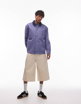 Tommy Jeans - Overshirt met contrasterend kraagje van corduroy in blauw - view 1