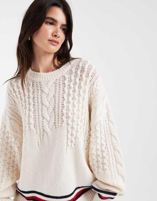 Tommy Jeans Oversize-Pullover aus Wolle in Cremeweiß, 3 von 4