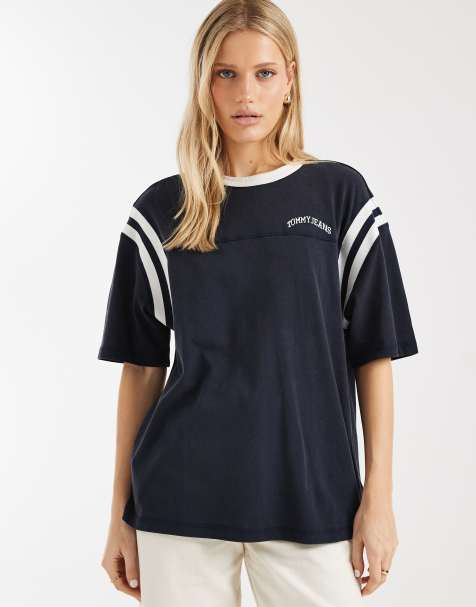 Tommy Jeans – Oversize-T-Shirt in Marineblau mit Markenlogo  - view 1