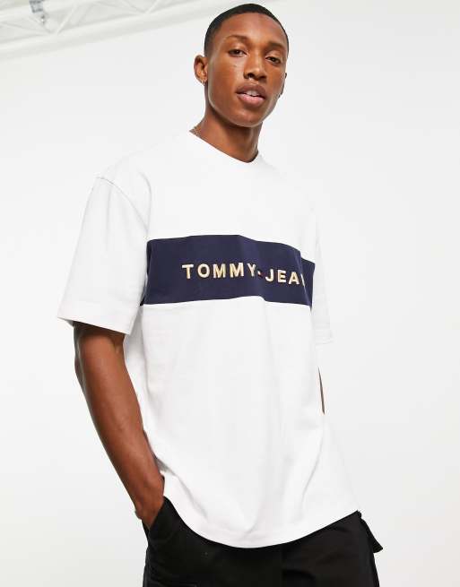 Tommy Jeans oversized archive logo t-shirt in white | ASOS