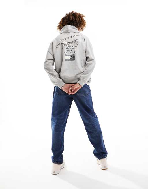 Tommy Jeans oversized back print hoodie in grey, 4 of 4