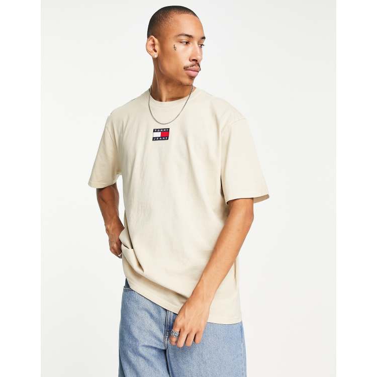 oversized Tommy badge Jeans ASOS t-shirt beige logo | in