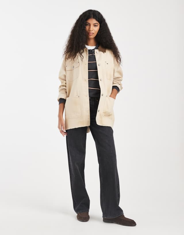 Tommy Jeans oversized chore jacket in beige | ASOS