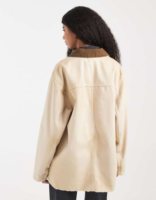 Tommy Jeans oversized chore jacket in beige | ASOS