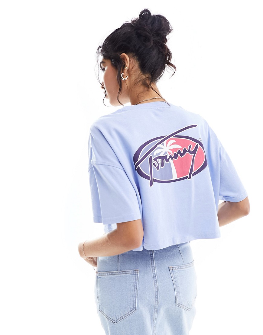 Tommy Jeans oversized cropped archive t-shirt in blue