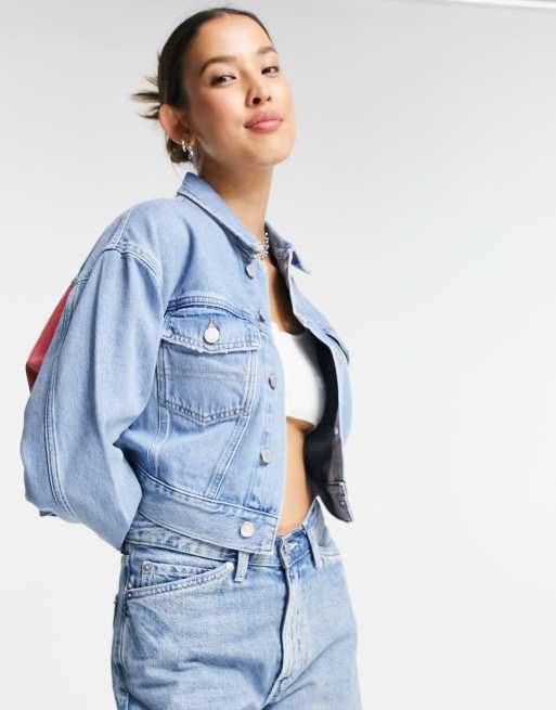 Tommy hilfiger oversized denim deals jacket womens