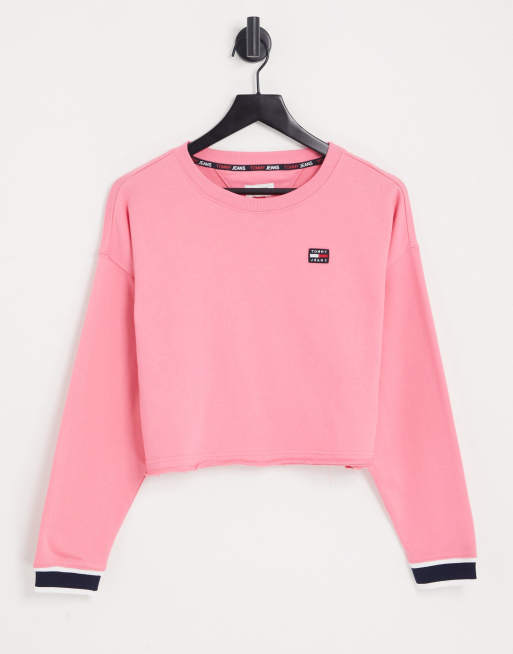 Tommy flag best sale cropped sweatshirt