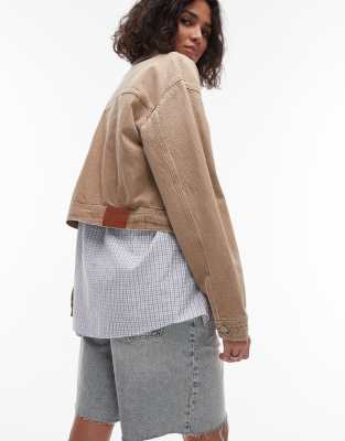 Tommy Jeans Oversized Cropped Trucker Jacket In Brown