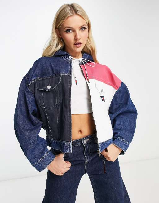 Tommy Jeans Oversized denim jack met capuchon in multi ASOS