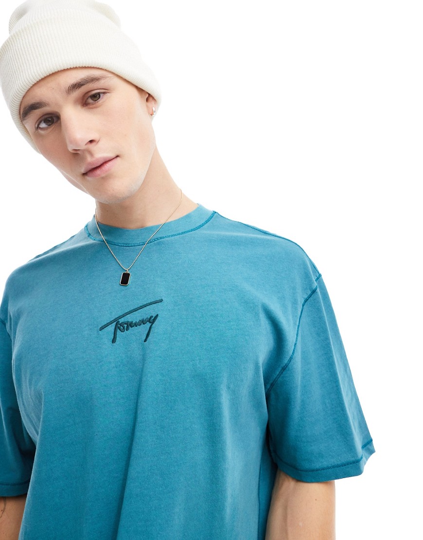Tommy Jeans Oversized Fit T-Shirt in Green Blue