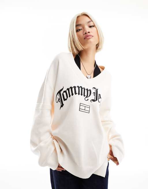 Tommy jeans white store sweater