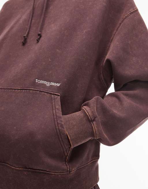 Tommy Jeans - Oversized hoodie in bruin met wassing, 4 van 4
