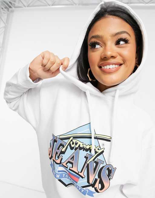 Tommy Jeans oversized logo hoodie in white