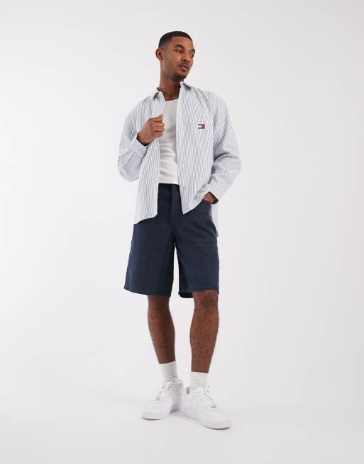 Tommy Jeans oversized oxford shirt in blue stripes, 3 of 5