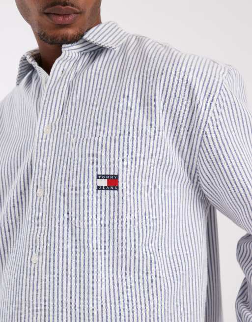 Tommy Jeans oversized oxford shirt in blue stripes, 4 of 5