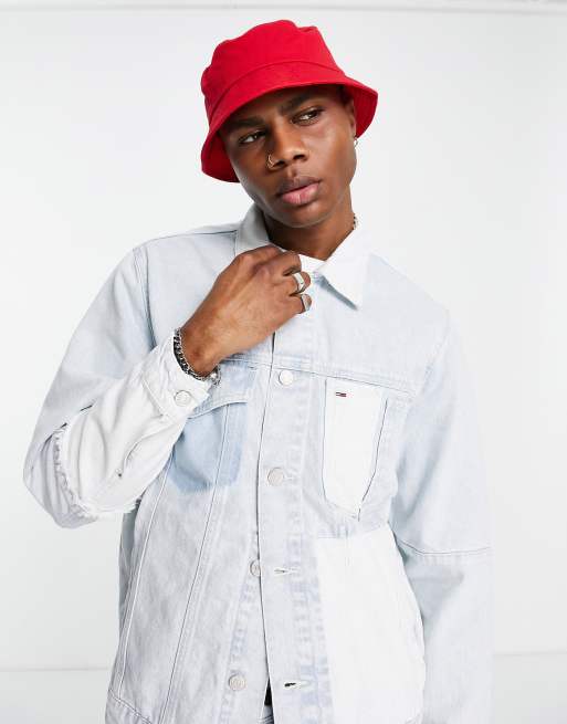 Tommy Jeans oversized repurposed denim trucker jacket in light wash, 4 of 4