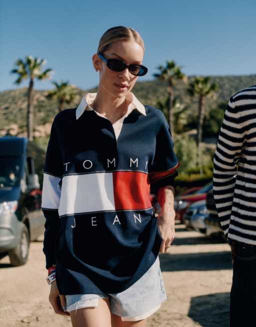 Tommy Jeans - Oversized rugbyshirt met vlaglogo in marineblauw, 2 van 5