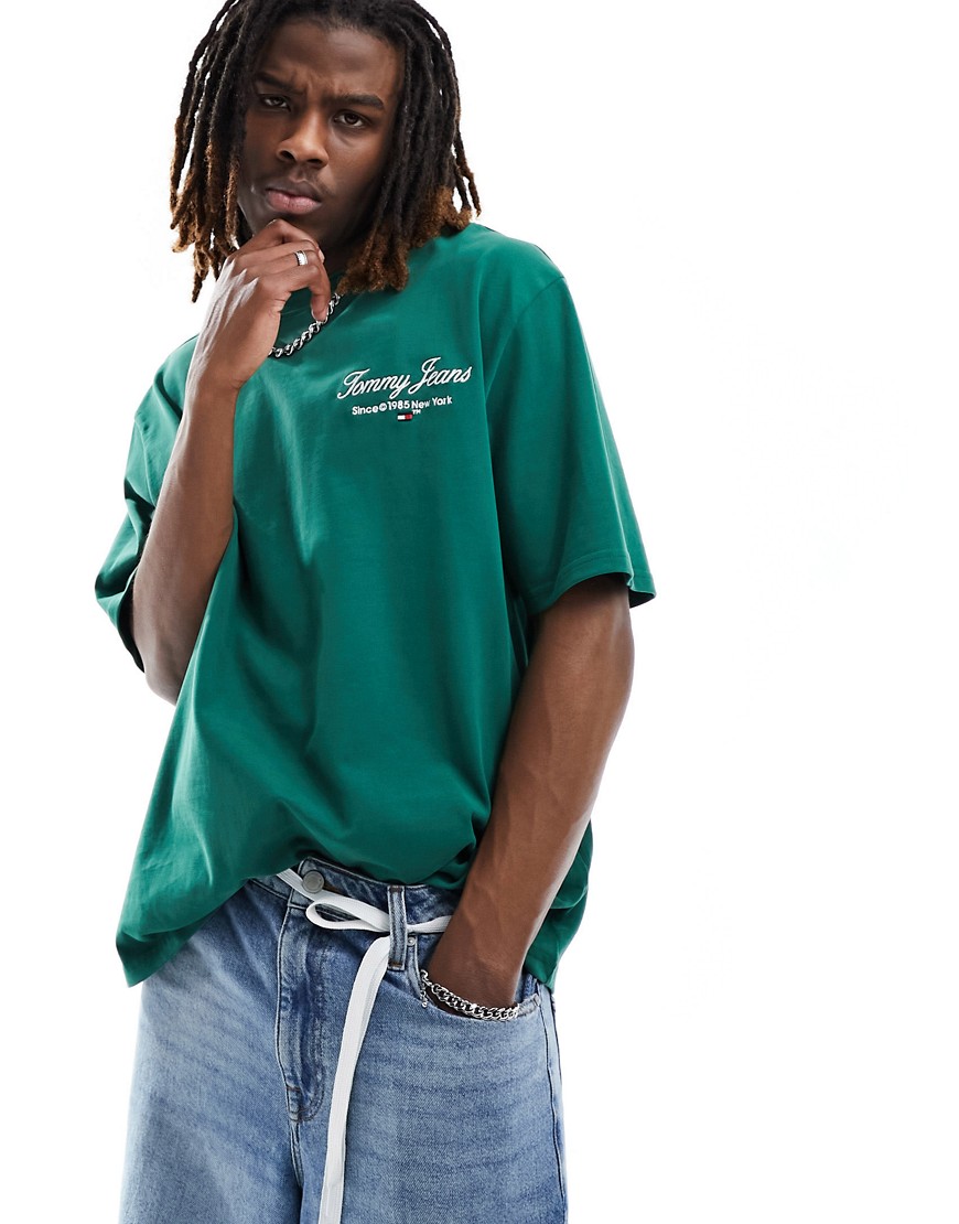 Tommy Jeans oversized serif logo t-shirt in green
