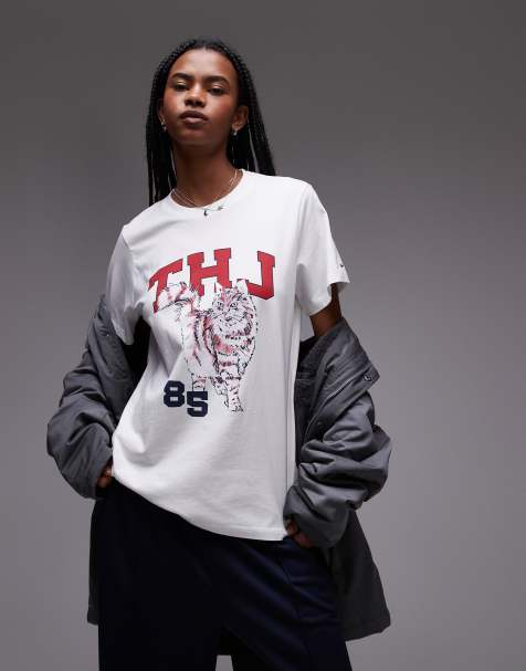 Tommy Jeans - Oversized T-shirt met grafische kattenprint in wit - view 1