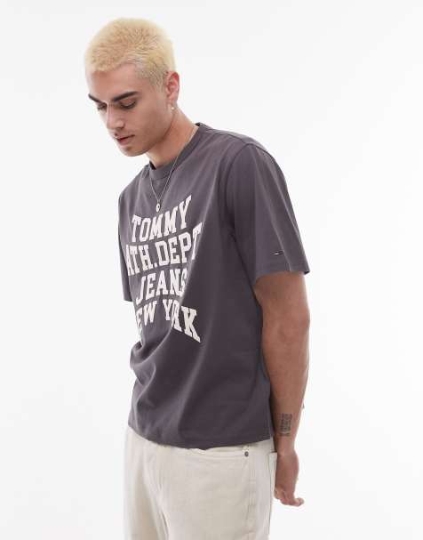Tommy Jeans oversized varsity logo t-shirt in washed black - view 1