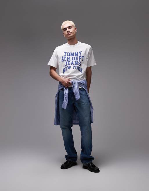 Tommy Jeans oversized varsity logo t-shirt in white, 2 of 4