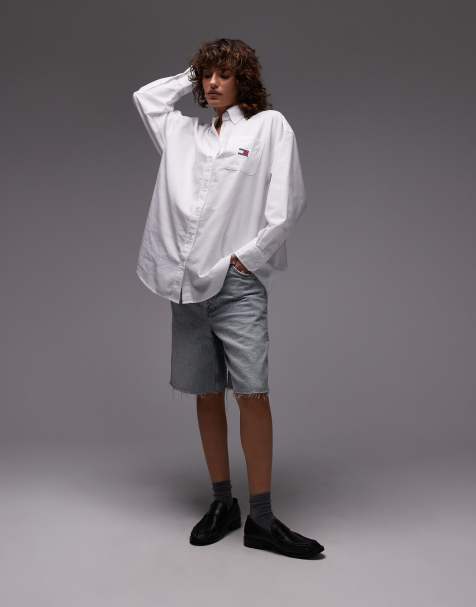 Tommy Jeans – Oxford-Hemd in Ecru mit Logo-Aufnäher - view 1