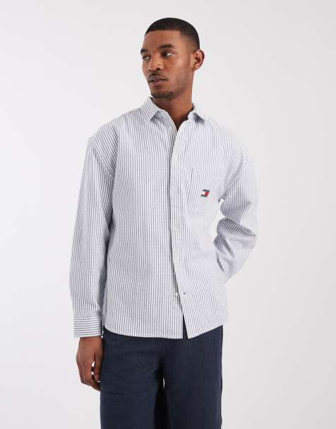 Tommy Jeans – Oxford-Hemd in gestreiftem Blau mit Oversize-Schnitt - view 1