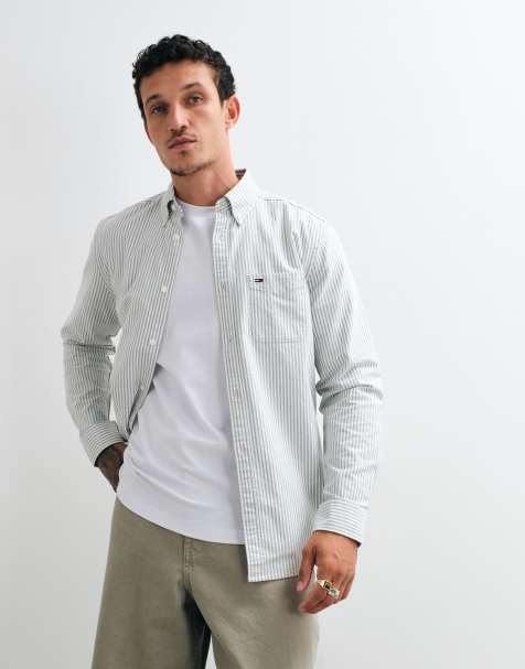 Tommy Jeans – Oxford-Hemd in Grün gestreift - view 1