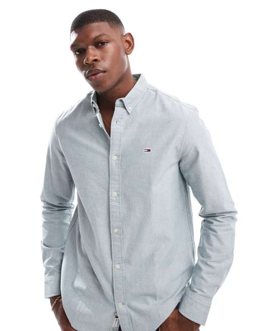 Tommy Jeans - Oxford overhemd met normale pasvorm in blauw gemêleerd