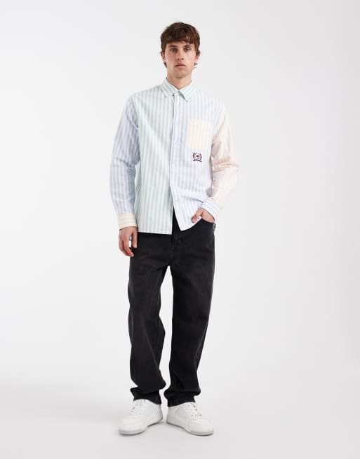 Tommy Jeans oxford shirt in blue & green stripes, 2 of 5