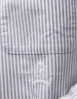 Tommy Jeans Oxford Shirt With Crest Logo In Navy