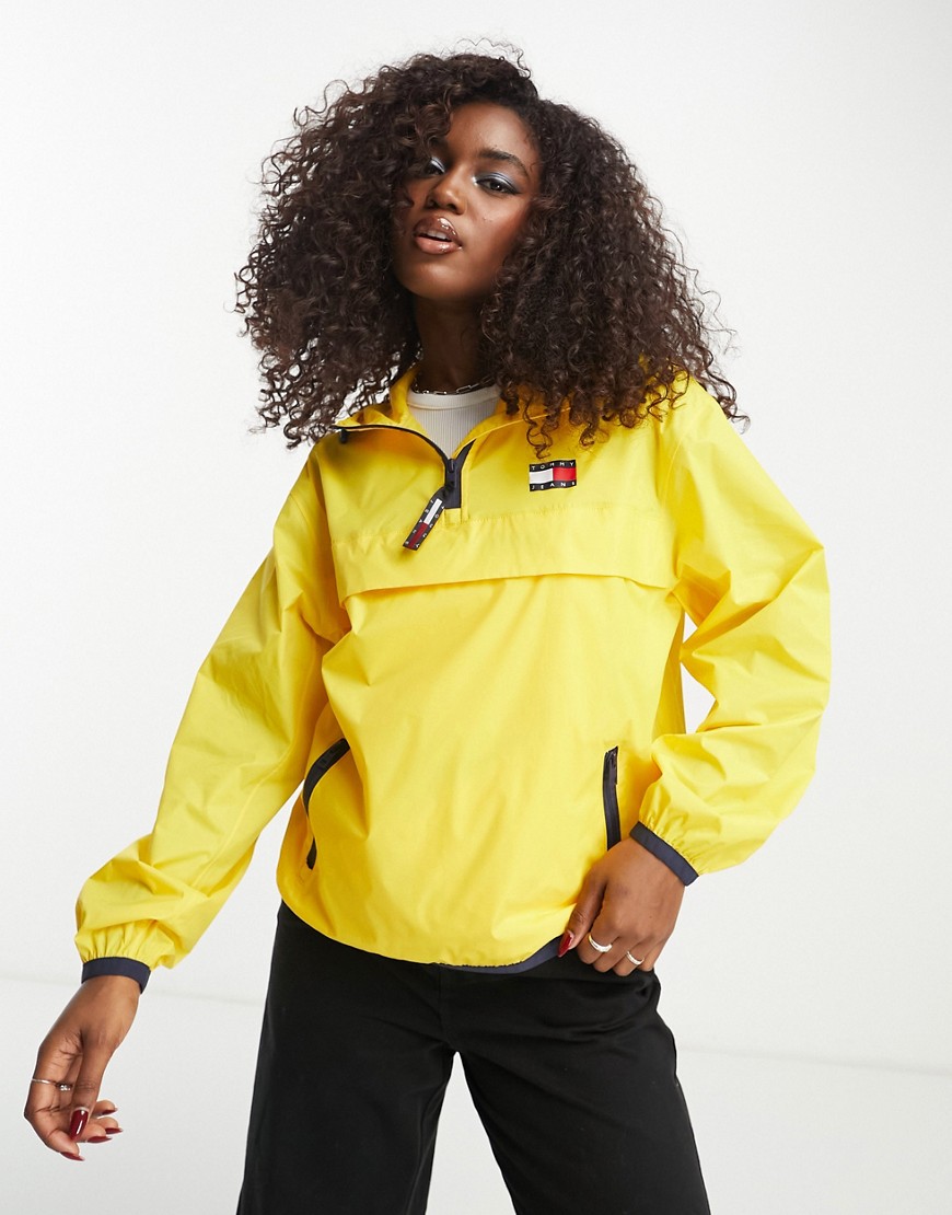 Tommy Jeans packable tech chicago pullover waterproof jacket in yellow