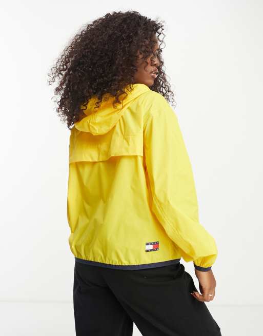 Tommy Jeans packable tech Chicago pullover waterproof jacket in yellow