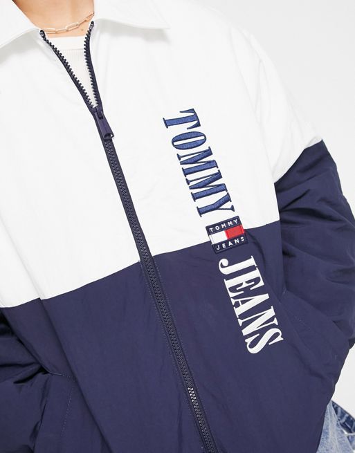 Tommy Jeans padded archive zip-up jacket in navy and white
