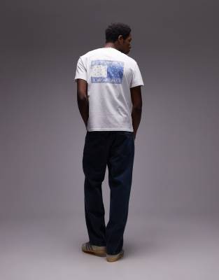 Tommy Jeans Tommy Jeans paisley flag backprint t-shirt in white and blue