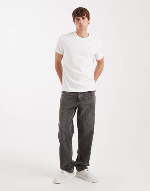 Tommy Jeans - Pakke med 2 slim-T-shirts i sort/råhvid med lineært brystlogo, 2 af 5