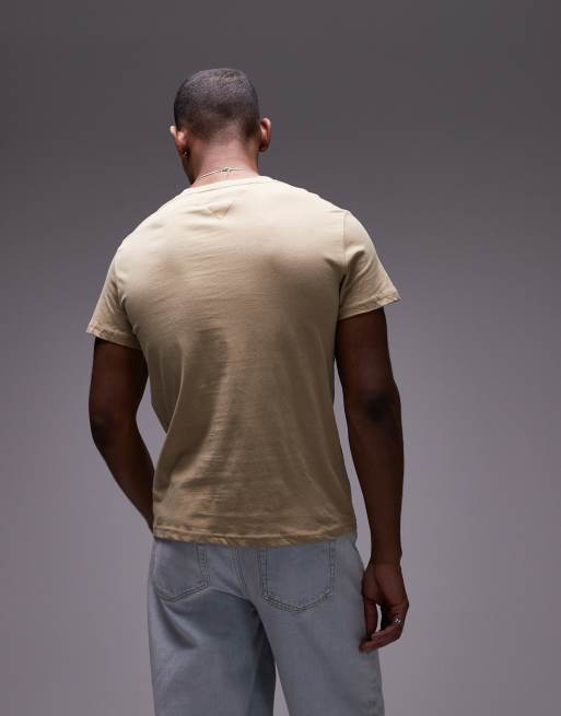 Tommy Jeans - Pakke med 2 T-shirts med logo i kakigrøn/beige, 4 af 4