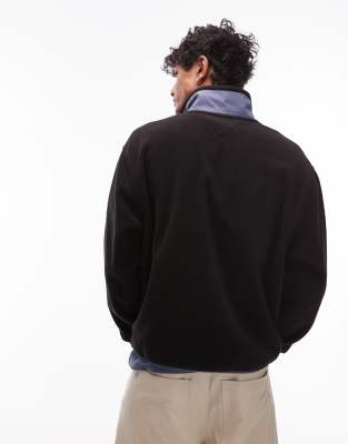 Tommy Jeans Paneled Polar Fleece In Black