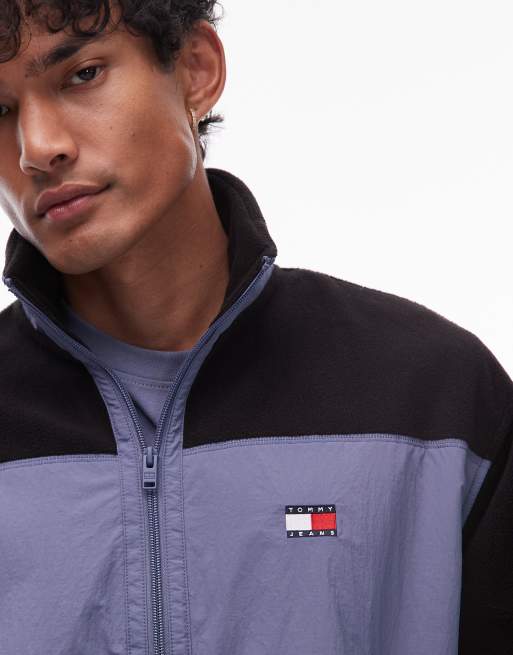 Tommy Jeans paneled polar fleece in black and blue, 4 of 4