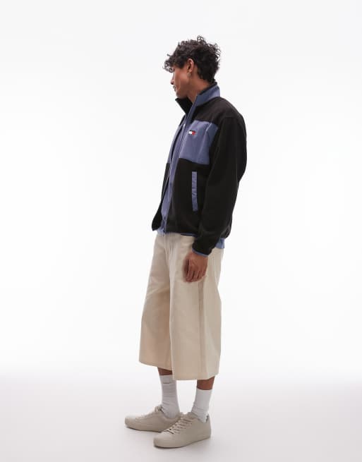 Tommy Jeans panelled polar fleece in black and blue, 3 of 4