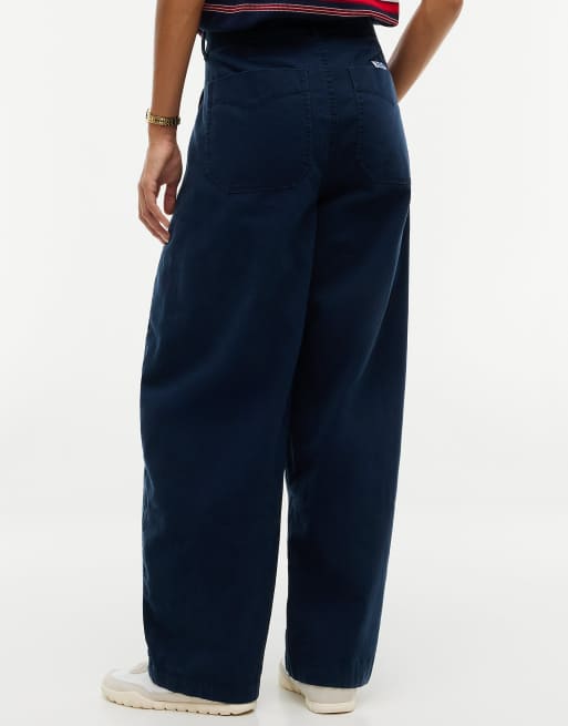 Tommy Jeans pantalon oxford à jambes barrel bleu foncé, 4 de 6