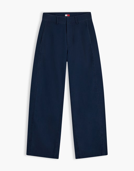 Tommy Jeans pantalon oxford à jambes barrel bleu foncé, 5 de 6